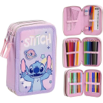 ARTESANIA CERDA 2700001652 ASTUCCIO STICH 3 ZIP LICENZA UFFICIALE, con accessori Giotto:pennarelli, matite e penne 