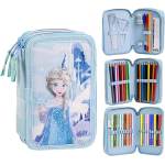 ARTESANIA CERDA 2700001688 ASTUCCIO FROZEN 3 ZIP LICENZA UFFICIALE, con accessori Giotto:pennarelli, matite e penne 