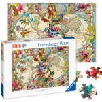 RAVENSBURGER 17117 PUZZLES 3000 PEZZI Mappamondo Flora e Fauna, X Adulti e Bambini +14 Anni, 121x80cm