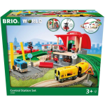 BRIO 33989 Set Stazione Centrale, Set Costruzioni Trenino in Legno da 37 Pezzi, Giocattolo per Bambino e Bambina 3+ Anni