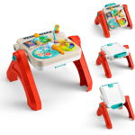 FISHER JGW89 Tavolino Attività 4 in 1, pannello interattivo e cavalletto d'arte, con luci, suoni e canzoncine - 6-36 MESI