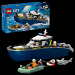 LEGO 60456 CITY Inseguimento del Motoscafo della Polizia – Include 2 Barche Giocattolo, 3 Minifigure e una Figura di Squalo