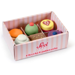 SEVI 83131 Trudi Set Pasticcini (16pz) Sevi | Giochi in legno educativi bambini dai 2-3 anni | 18x13x6cm |
