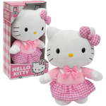 GIOCHI PREZIOSI HKTJ1200 HELLO KITTY Peluche Alto 30 cm, Morbida Con abito E Fiocco A Quadretti Bianchi E Rosa, 3 Anni +