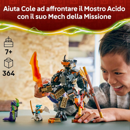 LEGO 71854 NINJAGO Mech della Missione di Cole e Drago Zane - Giocattolo Ninja con Action Figure, 3 Minifigure e Spade - 7 ANNI+