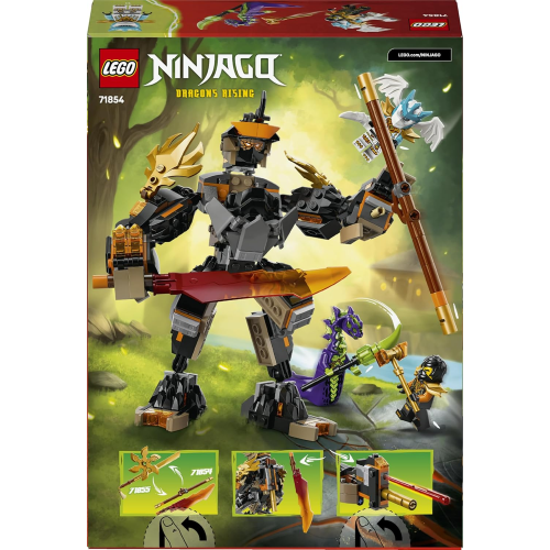 LEGO 71854 NINJAGO Mech della Missione di Cole e Drago Zane - Giocattolo Ninja con Action Figure, 3 Minifigure e Spade - 7 ANNI+