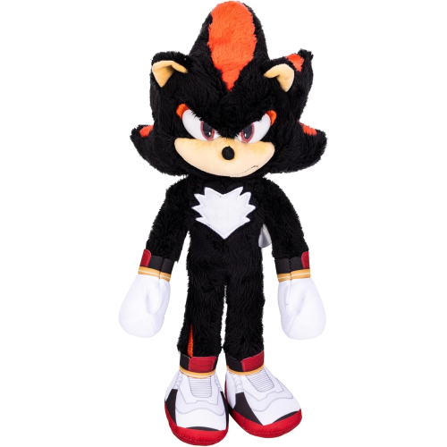 JAKKS 42360 SONIC THE HEDGEHOG, Peluche di Shadow Deluxe 33 cm, realizzato in materiale super Morbido