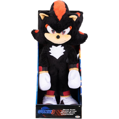 JAKKS 42360 SONIC THE HEDGEHOG, Peluche di Shadow Deluxe 33 cm, realizzato in materiale super Morbido