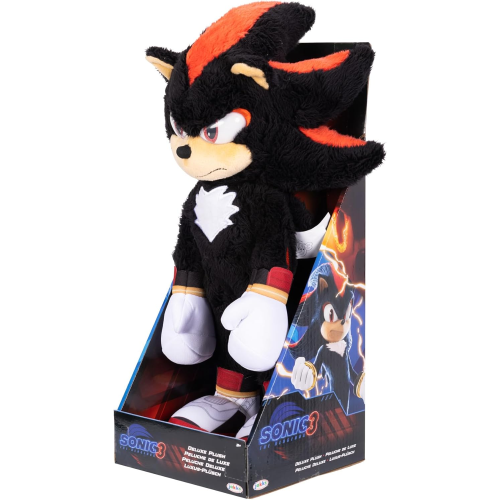 JAKKS 42360 SONIC THE HEDGEHOG, Peluche di Shadow Deluxe 33 cm, realizzato in materiale super Morbido