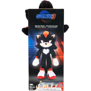JAKKS 42360 SONIC THE HEDGEHOG, Peluche di Shadow Deluxe 33 cm, realizzato in materiale super Morbido