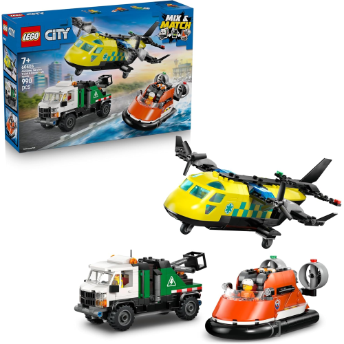 LEGO 60505 CITY Remix Aereo, Camion di Servizio e Hovercraft Giocattolo - Kit Veicoli Modello Mix & Match con 3 Minifigure - 7 ANNI+