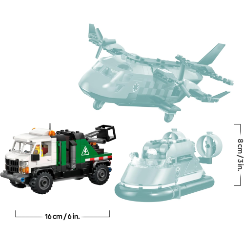 LEGO 60505 CITY Remix Aereo, Camion di Servizio e Hovercraft Giocattolo - Kit Veicoli Modello Mix & Match con 3 Minifigure - 7 ANNI+