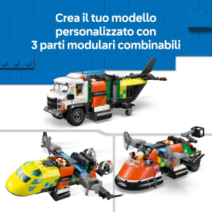 LEGO 60505 CITY Remix Aereo, Camion di Servizio e Hovercraft Giocattolo - Kit Veicoli Modello Mix & Match con 3 Minifigure - 7 ANNI+
