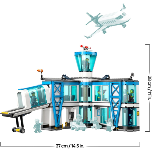 LEGO 60502 CITY Aeroporto con Aereo Giocattolo - Modello in Miniatura con Terminal, Aeroplano, Rimorchiatore - 8 ANNI+