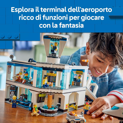 LEGO 60502 CITY Aeroporto con Aereo Giocattolo - Modello in Miniatura con Terminal, Aeroplano, Rimorchiatore - 8 ANNI+