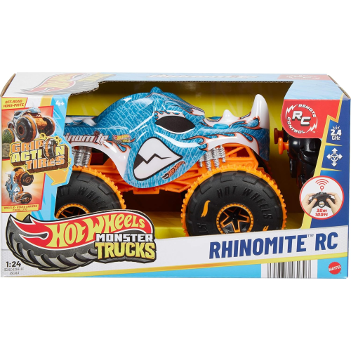 HOT WHEELS JBK11 MONSTER TRUCKS, Rhinomite R/C, camion radiocomandato in scala 1:24 