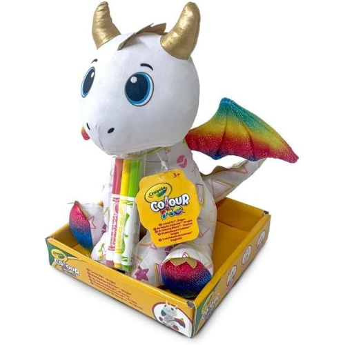 CRAYOLA 213213 COLOR ME, Peluche Colorabile con 3 Pennarelli, Draghetto, Attività Creativa e Regalo per Bambini, da 3 Anni
