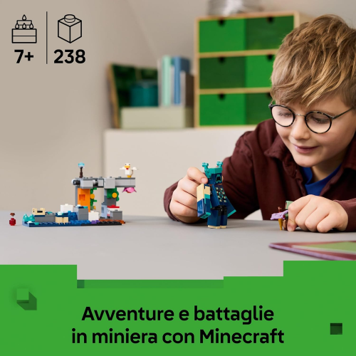 LEGO 21274 MINECRAFT, L’Incontro con il Sorvegliante -Mob e Funzione TNT di Caduta Massi - 7 ANNI+