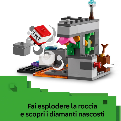 LEGO 21274 MINECRAFT, L’Incontro con il Sorvegliante -Mob e Funzione TNT di Caduta Massi - 7 ANNI+