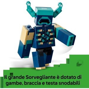 LEGO 21274 MINECRAFT, L’Incontro con il Sorvegliante -Mob e Funzione TNT di Caduta Massi - 7 ANNI+