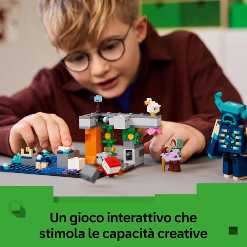 LEGO 21274 MINECRAFT, L’Incontro con il Sorvegliante -Mob e Funzione TNT di Caduta Massi - 7 ANNI+
