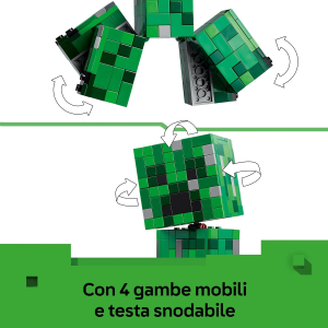 LEGO 21276 MINECRAFT THE CREEPER,  Action Figure di Mob Snodabile con Scomparto Segreto con Maiale e Elemento TNT - 7 ANNI+