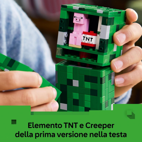 LEGO 21276 MINECRAFT THE CREEPER,  Action Figure di Mob Snodabile con Scomparto Segreto con Maiale e Elemento TNT - 7 ANNI+