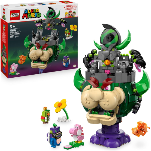 LEGO 72042 SUPER MARIO Principe Florian e Bowser Castello - Giocattolo Interattivo con 4 Figure Incluso Yoshi Rosa - 9 ANNI+