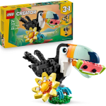 LEGO 31173 CREATOR 3 IN 1, Animali Selvatici: Tucano Tropicale con Fiore - Animale  Trasformabile in Farfalla o Pesce Tropicale