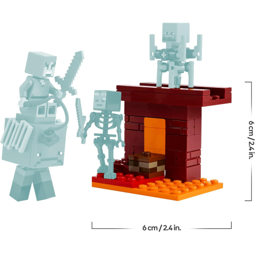 LEGO 21266 MINECRAFT, Battaglia sul Ponte del Nether - Giocattolo Interattivo con Figura di Alex e Mob tra cui uno Scheletro