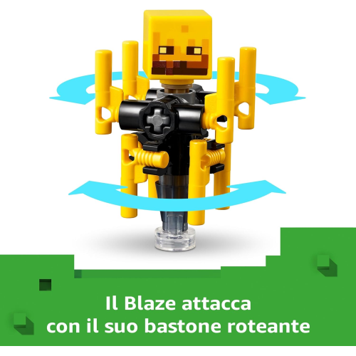 LEGO 21266 MINECRAFT, Battaglia sul Ponte del Nether - Giocattolo Interattivo con Figura di Alex e Mob tra cui uno Scheletro