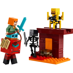 LEGO 21266 MINECRAFT, Battaglia sul Ponte del Nether - Giocattolo Interattivo con Figura di Alex e Mob tra cui uno Scheletro