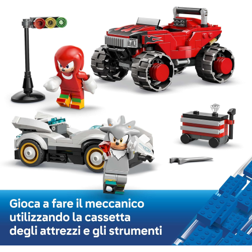 LEGO 71118 SONIC THE HEDGEHOG, Auto di Silver vs. Monster Truck di Knuckles 