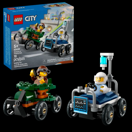 LEGO 60459 CITY Pack veicoli da corsa: aereo contro letto d’ospedale