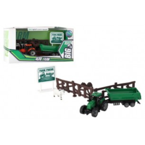 MODELLINO GLOBO TRATTORE FREE WHEEL C/RIMORCHIO/ACC 2 COLORI