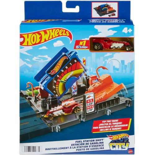 MATTEL HKX45 Hot Wheels City - Contenitore per benzina con 1 veicolo per bambini dai 4 anni in su