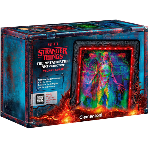 CLEMENTONI 35610 STRANGER THINGS Metamorphic Art Collection - Vecna's Curse, Quadro Interattivo 520 Pezzi con Cornice e LED