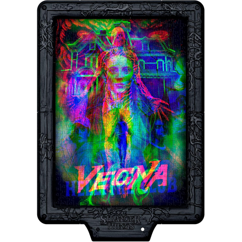 CLEMENTONI 35610 STRANGER THINGS Metamorphic Art Collection - Vecna's Curse, Quadro Interattivo 520 Pezzi con Cornice e LED