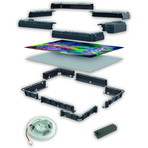 CLEMENTONI 35610 STRANGER THINGS Metamorphic Art Collection - Vecna's Curse, Quadro Interattivo 520 Pezzi con Cornice e LED