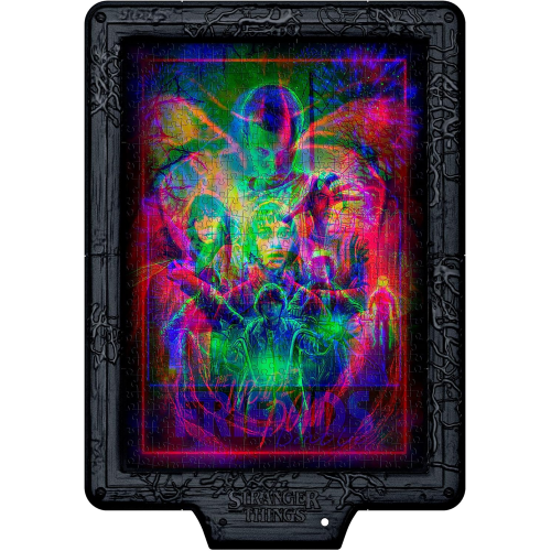 CLEMENTONI 35155 STRANGER THINGS Metamorphic Art Collection - The Upside Down, Quadro Interattivo 520 Pezzi con Cornice e LED