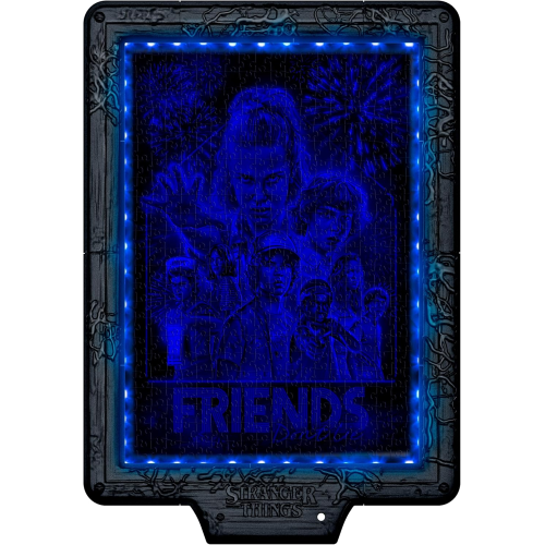 CLEMENTONI 35155 STRANGER THINGS Metamorphic Art Collection - The Upside Down, Quadro Interattivo 520 Pezzi con Cornice e LED