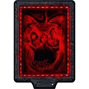 CLEMENTONI 35155 STRANGER THINGS Metamorphic Art Collection - The Upside Down, Quadro Interattivo 520 Pezzi con Cornice e LED