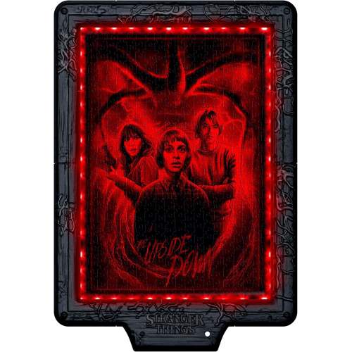 CLEMENTONI 35155 STRANGER THINGS Metamorphic Art Collection - The Upside Down, Quadro Interattivo 520 Pezzi con Cornice e LED