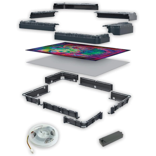 CLEMENTONI 35155 STRANGER THINGS Metamorphic Art Collection - The Upside Down, Quadro Interattivo 520 Pezzi con Cornice e LED