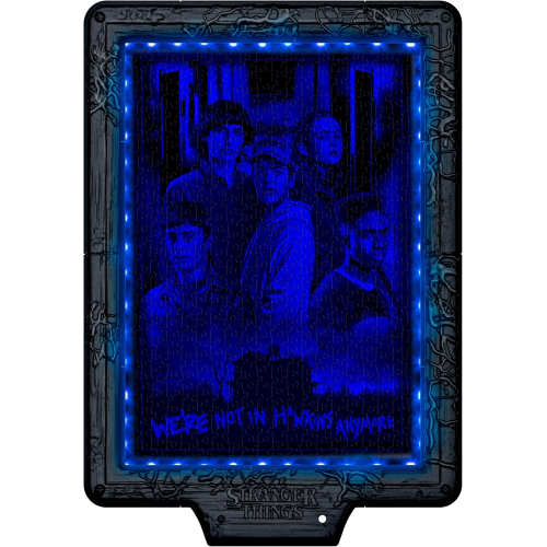 CLEMENTONI 35611 STRANGER THINGS Metamorphic Art Collection -Demogorgon’s Hunt, Quadro Interattivo 520 Pezzi con Cornice e LED