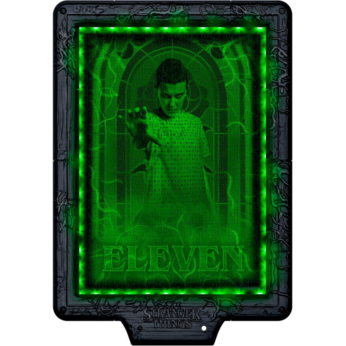 CLEMENTONI 35611 STRANGER THINGS Metamorphic Art Collection -Demogorgon’s Hunt, Quadro Interattivo 520 Pezzi con Cornice e LED