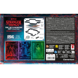 CLEMENTONI 35611 STRANGER THINGS Metamorphic Art Collection -Demogorgon’s Hunt, Quadro Interattivo 520 Pezzi con Cornice e LED