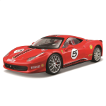 BURAGO Ferrari Racing - Ferrari 458 Challenge - Colore rosso con adesivi racing - Scala1:24 - 18-26302- 3 ANNI+