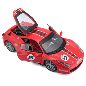 BURAGO Ferrari Racing - Ferrari 458 Challenge - Colore rosso con adesivi racing - Scala1:24 - 18-26302- 3 ANNI+