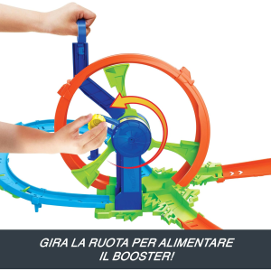 MATTEL JBX65 HOT WHEELS PISTA Loop Rotante, playset con zona scontro su pista a forma di 8 - 4 ANNI+